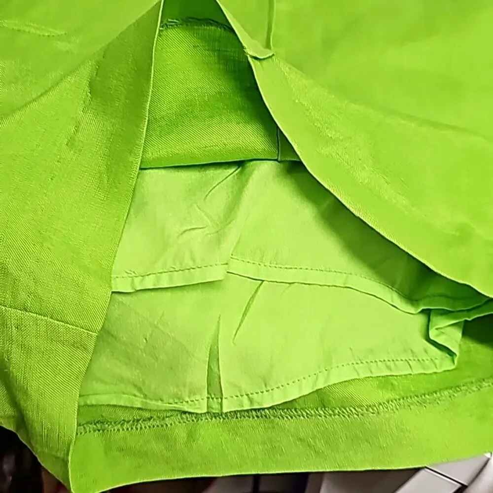 ASTR The Label Amiah Womens Linen/Viscose Fully Lined Lime Green Shorts Size L